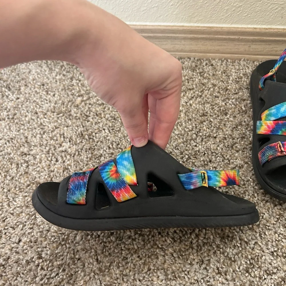 Chaco Chillos Sport Kids Sandals Dark Tie-Dye Strap Black Multicolor Unisex Sz 2